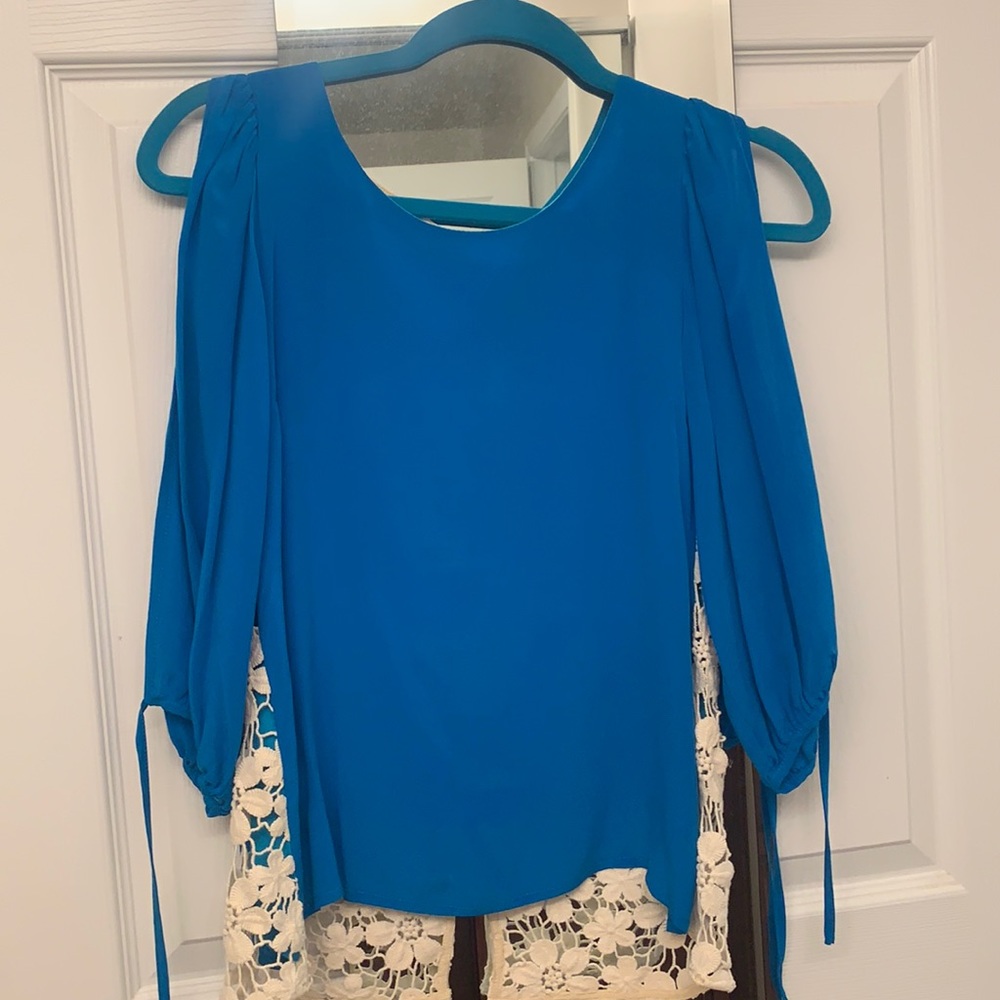 Beautiful turquoise Open back crochet blouse